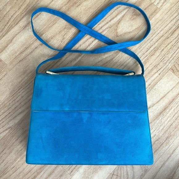 PEGABO Handbags - PEGABO Classic blue vintage suede square purse